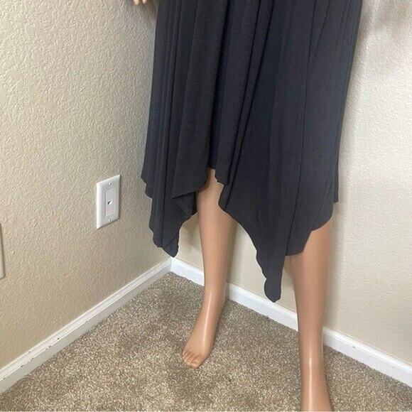SUNDANCE DRESS - Black Rayon/Poly Knit Hanky Hem Elastic Waist, Midi Maxi SZ SM - Picture 9 of 10